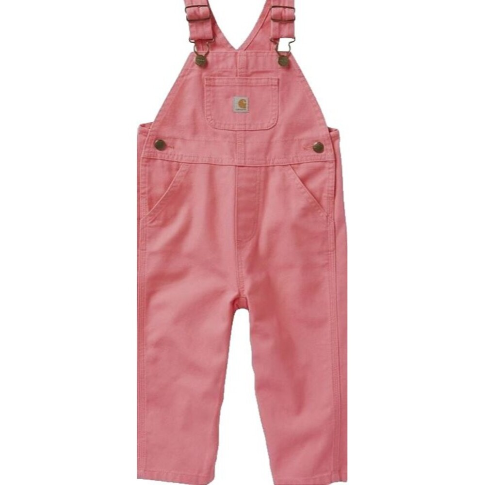 Carhartt Girls Loose Fit Canvas Bib Overalls Pink Lemonade 18M Pre‑Owned
